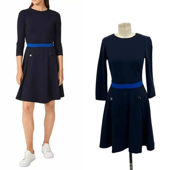 Hobbs London Gina Ponte Jersey Dress Navy Blue Size‎ US 4 - Picture 1 of 9